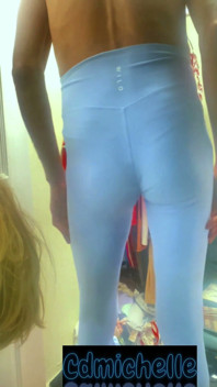 Cdmichelle Wearing Sexy Blue Spandex Bulging Withe See Through Thong
