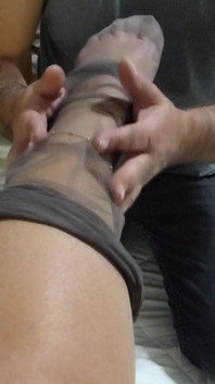 My Submissive Puts My Nylon Stockings Back on Me