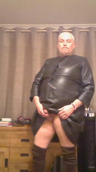 Wanking in a Leather Dress