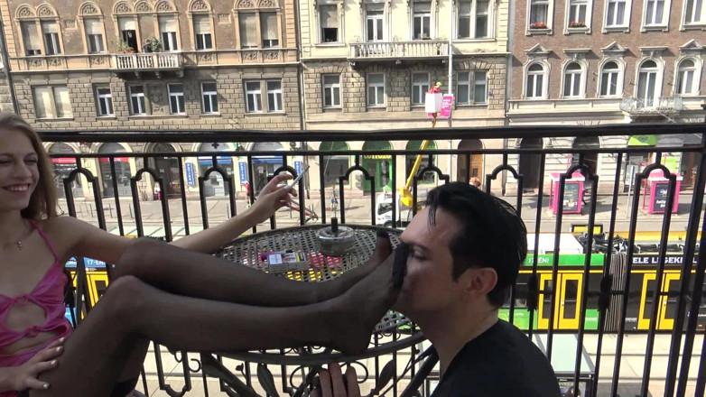 Foot Girls: Nylon princess outdoor feet worship - all have to see when...