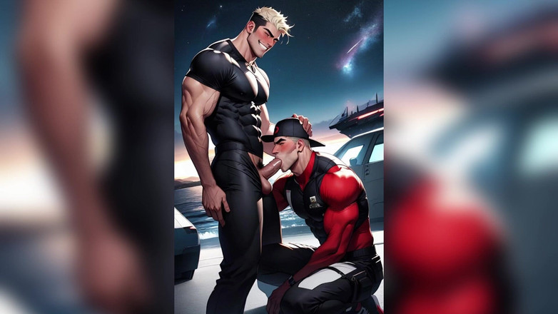 AI Blk: Pulă mare în aer liber gay futută în cur