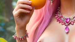 Beautiful Big Breasted Nude Elf Girl with Chico Fruit