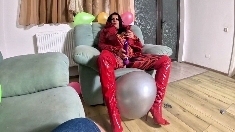 MilfyCalla: Dominant Red Downjacket MILF Balloon Humiliation. Failed Erection, Big Dildo...