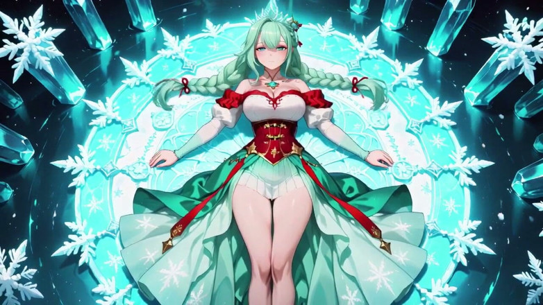 Tay Swift X: Green-haired Ice Goddess! Cold Contrast in Her Red-and-white Battle Robe,...