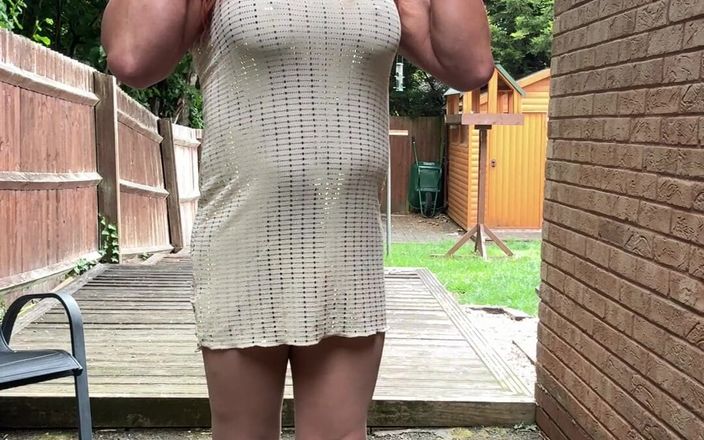 Kelly CD 2022: Sexy Kellycd2022 in Gold Backless Dress and Seamless Pantyhose and...