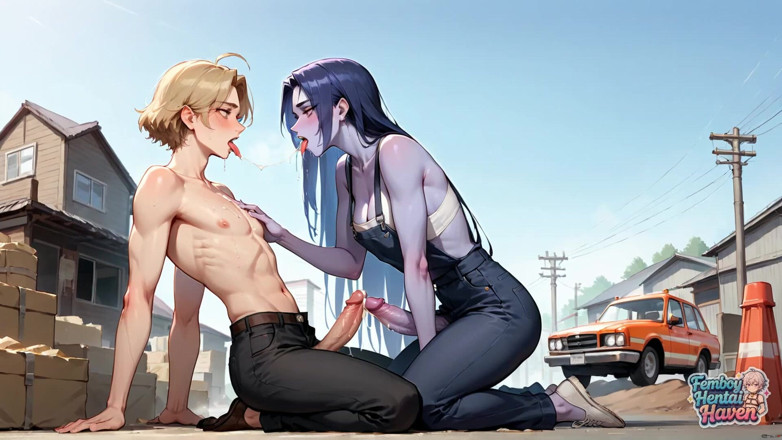 Femboy Hentai Haven: Fiery femboy endüstriyel sokakta sekste fışkırtmalı bikinili kızla sikişiyor - rakipsiz...