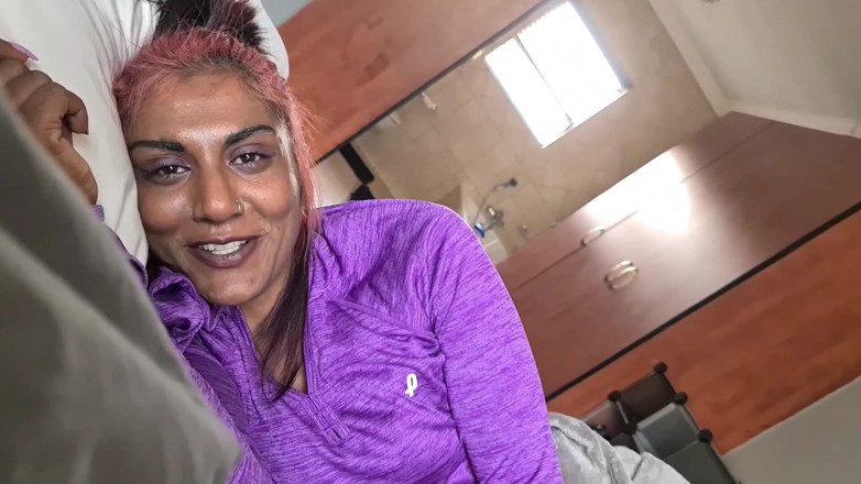 domslutfucker: POV Dirty Talking Desi Slut Bedroom Dildo Sucking and Fucking