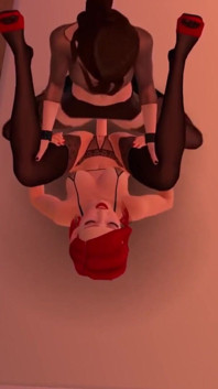 Goth Girl Fucks a Lesbian Redhead with a Strap on