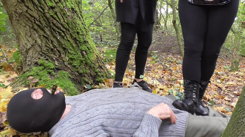 Femdom Austria: Trampling Session in the Wood, for the Poor Man