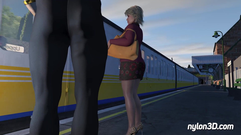 N3D animation: Treinrit met geile blondine