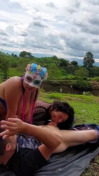 Threesome in Outdoors with Two Venezuelan Women
