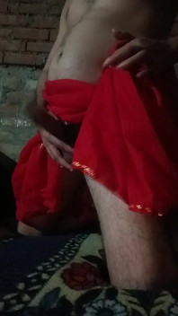 Red Saree My Huge Ass and Cock