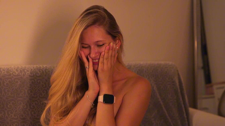 Stella Cardo: A Blonde in Pajamas Masturbates with Her Hand
