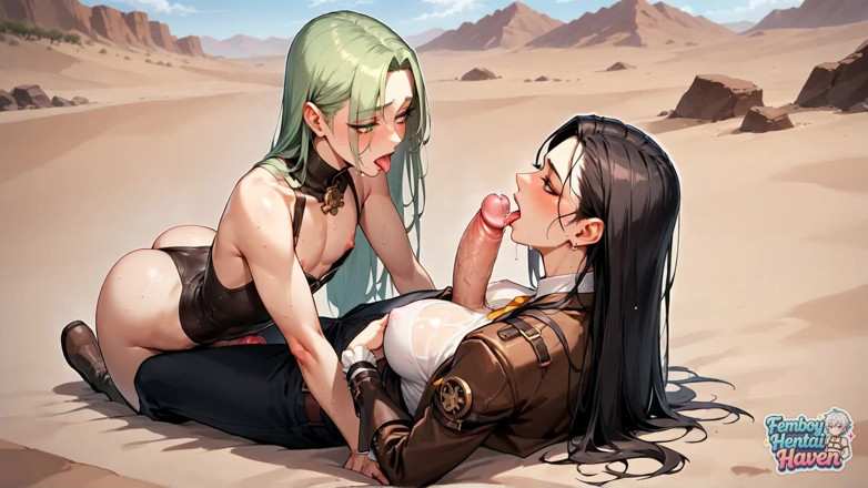 Femboy Hentai Haven: Spectacol de ejaculare din deșert cu travestit! un femboy gol...