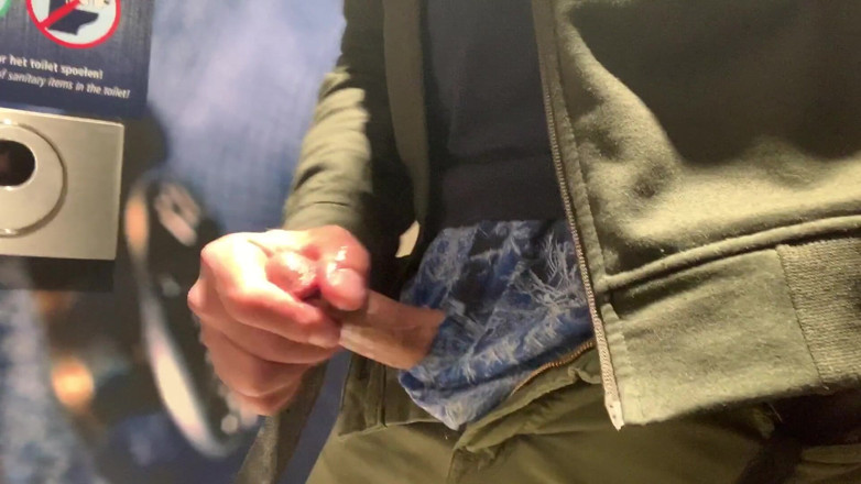 TJenner: Jerking my cock in the public restroom at the airport