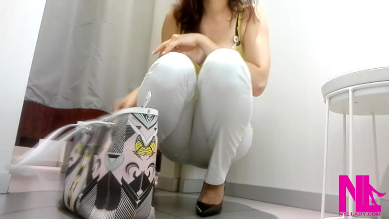 Nyllady: Dangling and Shoeplay in Black Pattent Pumps in a Store...