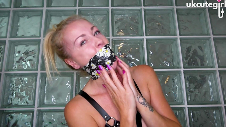 UKCuteGirl Lucy Lauren: Lip Gag Ring Gag &amp; Tape Gag My Drooly Review Session