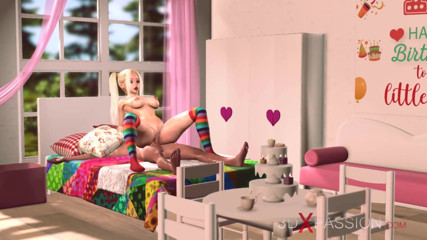 3dxpassion: Sex birthday greetings. Sweet teen gets fucked by her Stepbrother...