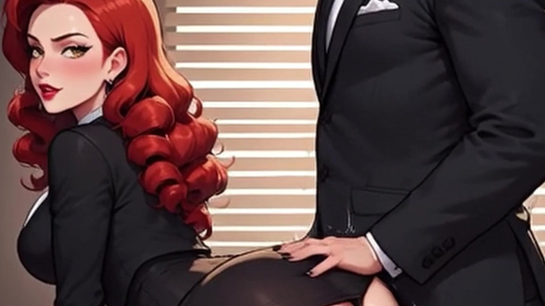 Aiwaifuloops: Waifu secretaresse pov - rode lingerie &amp; haarvariëteit kantoor close-up neuken