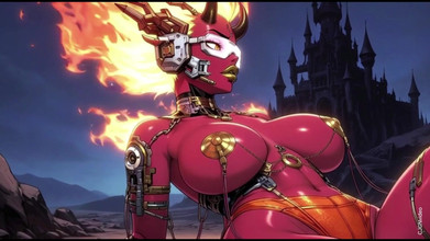 Hot girl dancing: 94. 炎のセクシーポーズのホットデーモン(AIアニメ)