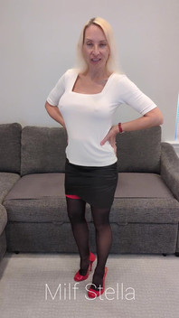 Red Heels, Black Mini Skirt