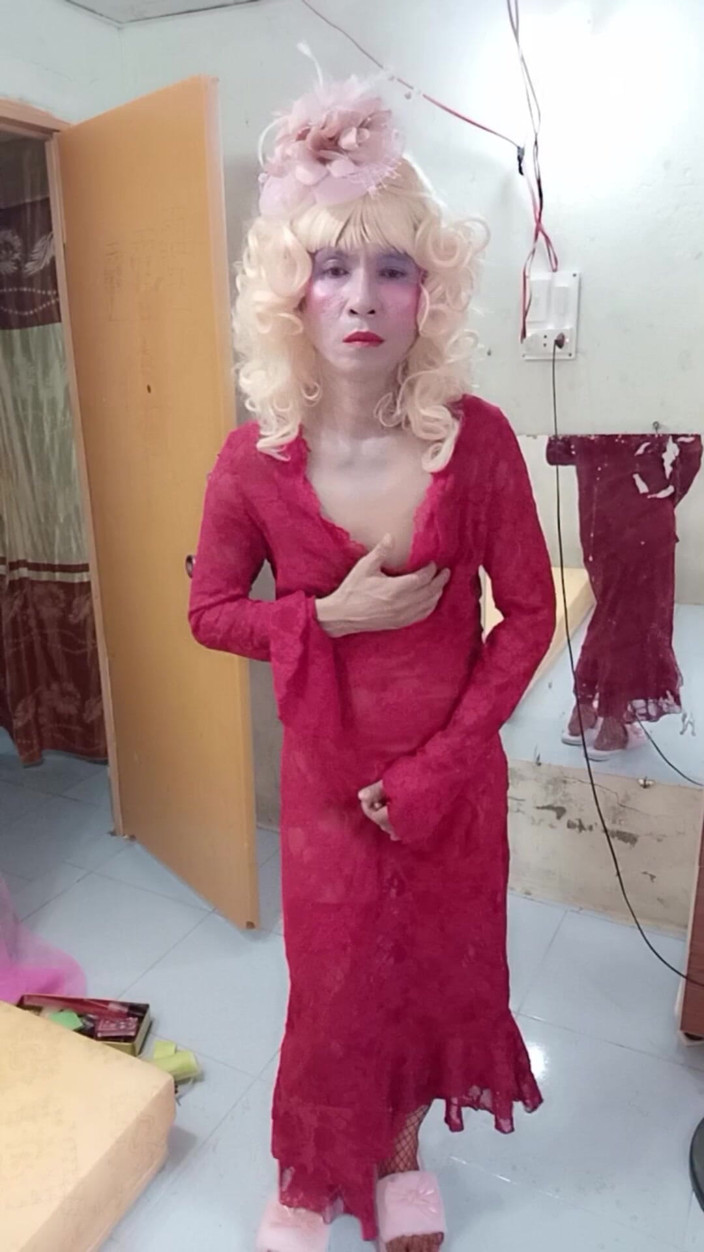 nguyen dang thien tri: Oanh Le Transgender Wearing a Selfie Cock Terrier Dress