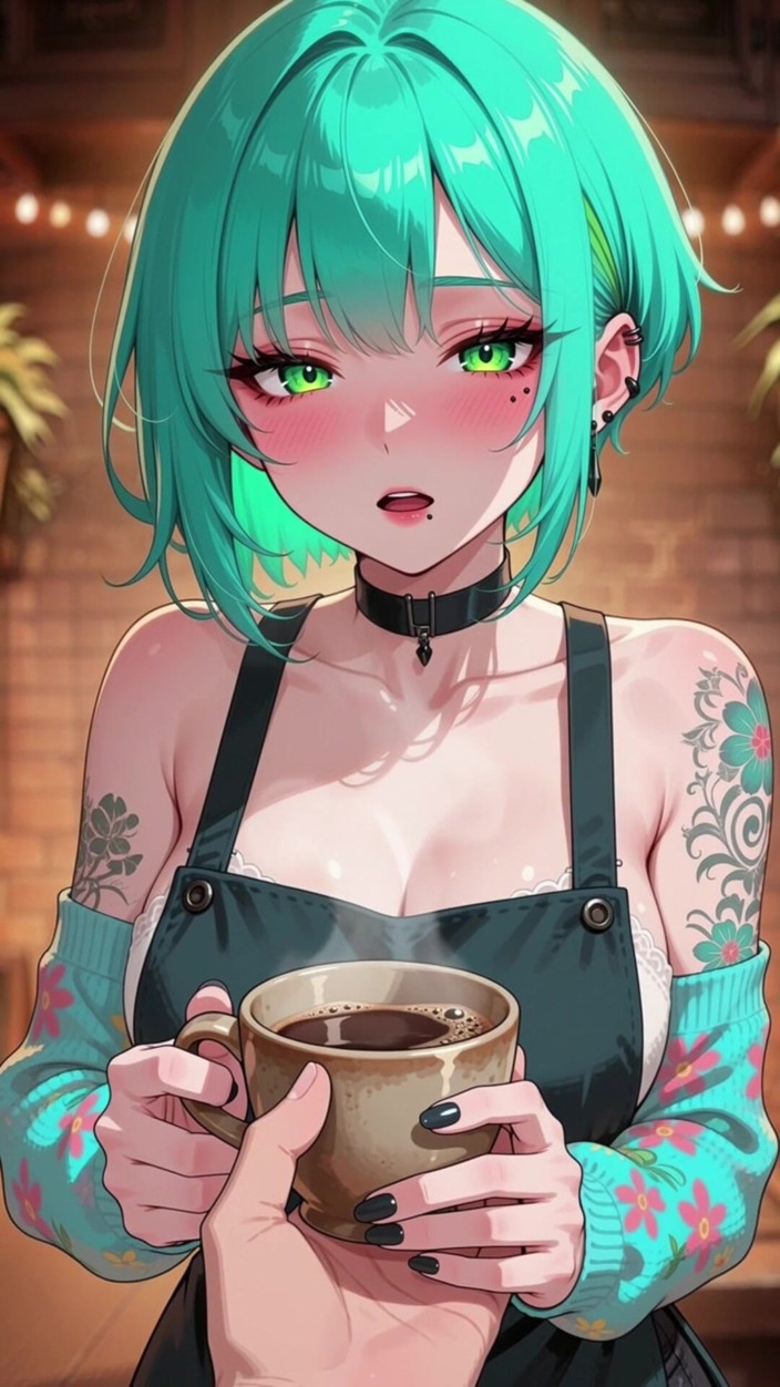 Sdanimacionescol: firoza-baalon vaali, vishaal stan vaali anime Waitress ki grahak dvara...