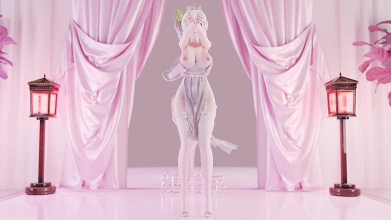 MikuMotion: Faible son de porte-bretelles érotiques en soie blanche, sous-vêtements transparents