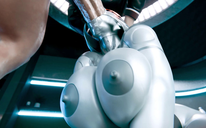 Futanari 3D: Femshep &amp; Futa Edi - Robot Titfuck, Stříkání a creampie 3D