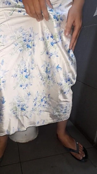 Crossdressing Cum Wearing Satin Halter Neck Dress