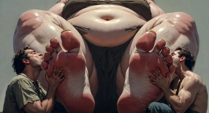 YOUR BEST FANTASY: SSBBW Mistress Foot Worship - Two Slaves Cleaning Her Massive Feet