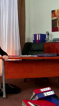 Blonde Secretary Bent Over Desk for Intense Office Pounding