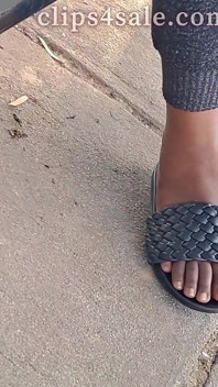Hot Fudge Tasty Feet Left Foot Wrapped at the Bus Stop