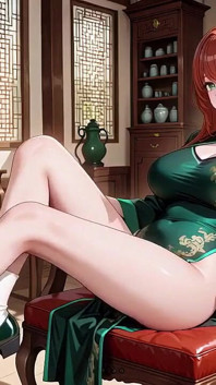 Cheveux roux et Qipao emeraude ! Séduction paresseuse dans la cour est