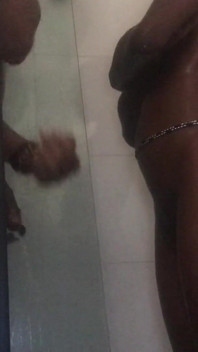 Watch as Ebony Teen Goddess Takes Shower After Fucked by BBC Soapy Shower