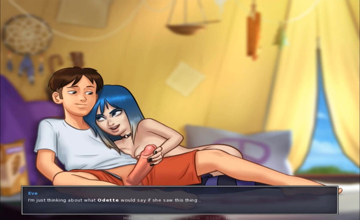Hentai World: Summertime saga - classmate blue hair teen eve take my cook