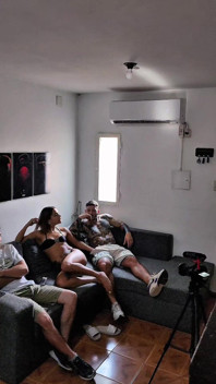Fucking My Best Friend's Wife on the Couch While He Watches TV
