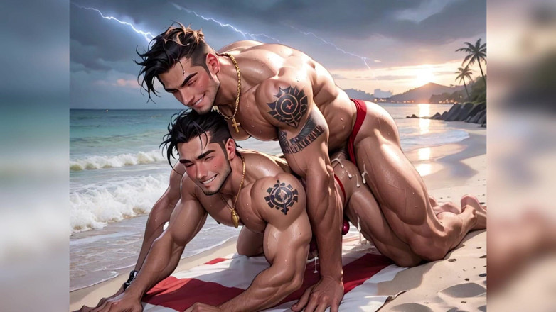 AI gay porn: ゲイのアスファック精液