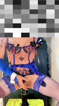 Cute Femboy in High Heels Very Sexy Blue Stocking Lingerie Showing His Panties Outside