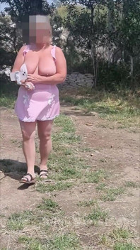 Watch Me Walking Through the Olive Groves in Spain with My Selfie Stick. I Pull My Tits Completely Out
