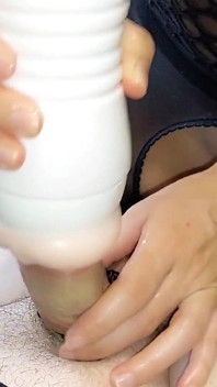 I Finished Two Times in a Row in a Rubber Vagina, I Torment the Slave with an Orgasm