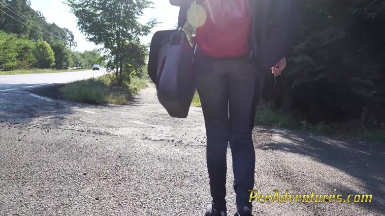 Pee Adventures: Waiting for her boyfriend with her bladder full
