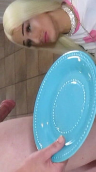 Bambii Mercedes Is Actually Slurping the Cum From a Plate