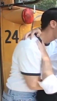Victoria Takes A Stiff Prick In Her Teen Pussy While Leaning On The Bus