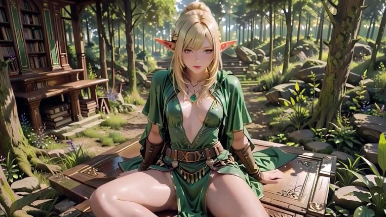 Seraphina Vale: Forest Elf Queen! Melutut di bawah cahaya matahari yang dappled,...