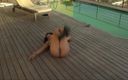 Sunnygirlz: Yesenia latina stript bij het zwembad