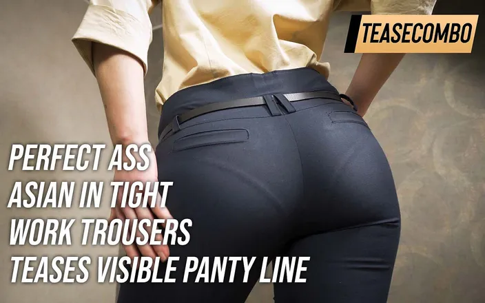 Teasecombo 4K: Perfect Ass Babe In Tight Work Trousers Teases Visible Panty...
