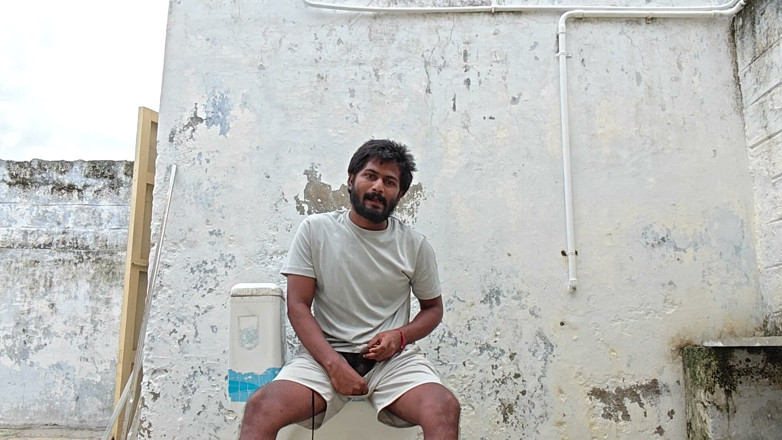 KUMBHA MANOJ KUMAR: Washing the Bathroom in Xhard Village