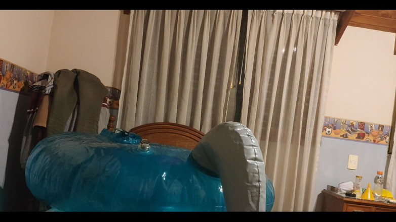 Floatie Boy: Blowing up Party Balloons on My Aqua Blue Inflatable Unicorn