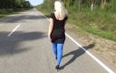 NYLON-HEELS: Blue pantyhose